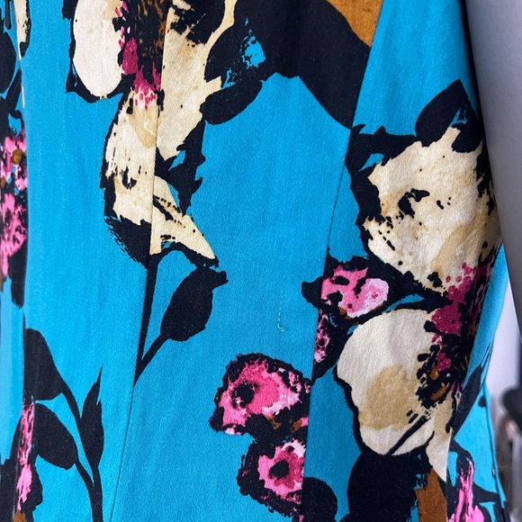 Nine West Dress 14 Floral V-Neck Fit n Flare Multicolor Cotton V Neck - Picture 8 of 13